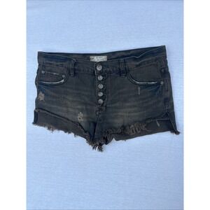 Free People Womens Runaway Jillian Exposed Button Fly Cut Off Denim Sz 26 Shorts
